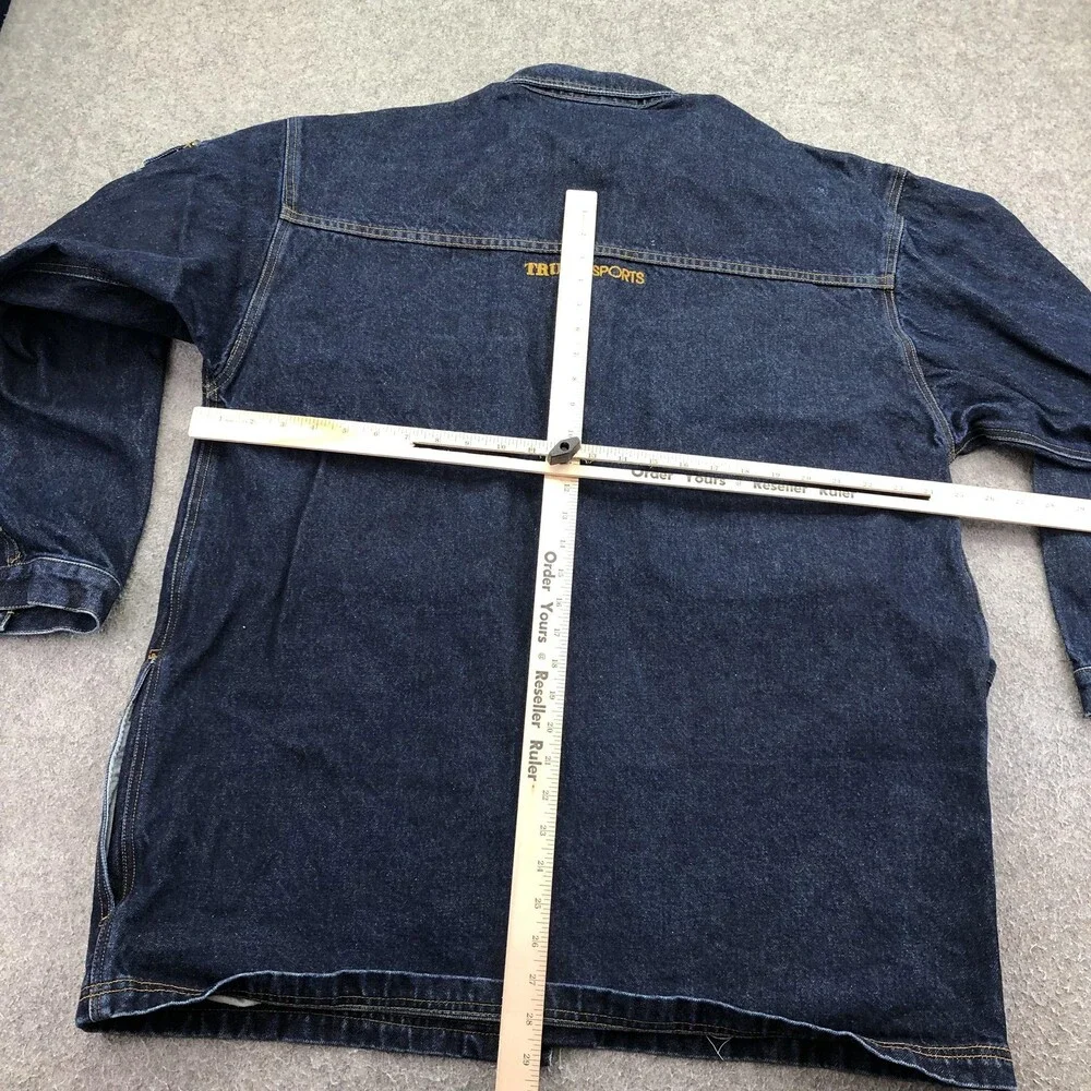 Vintage Trust USA Jacket Mens 2XL Blue Denim Long Button Chore Hong Kong